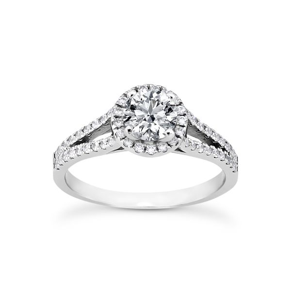 Split shank halo diamond engagement ring The Ring Austin Round Rock, TX