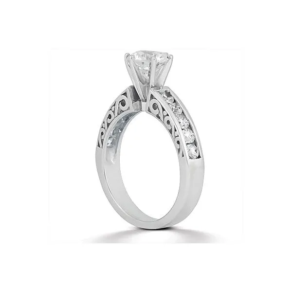 1/4CTW 14K WG Channel Set with Scroll Design on Edge Diamond Engagement Ring Image 2 The Ring Austin Round Rock, TX