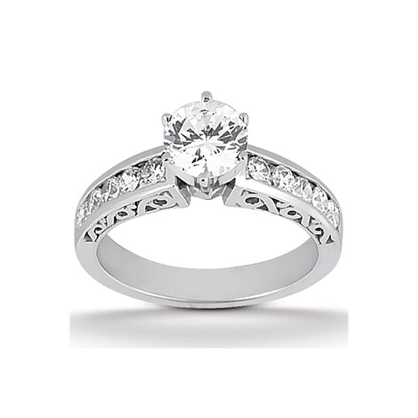 1/4CTW 14K WG Channel Set with Scroll Design on Edge Diamond Engagement Ring The Ring Austin Round Rock, TX
