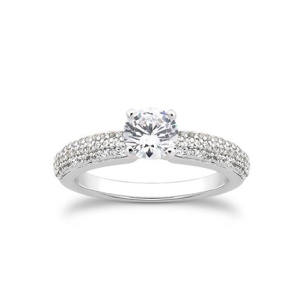 Three Row Diamond Engagement Ring The Ring Austin Round Rock, TX