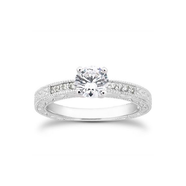 Engraved Diamond Engagement Ring The Ring Austin Round Rock, TX