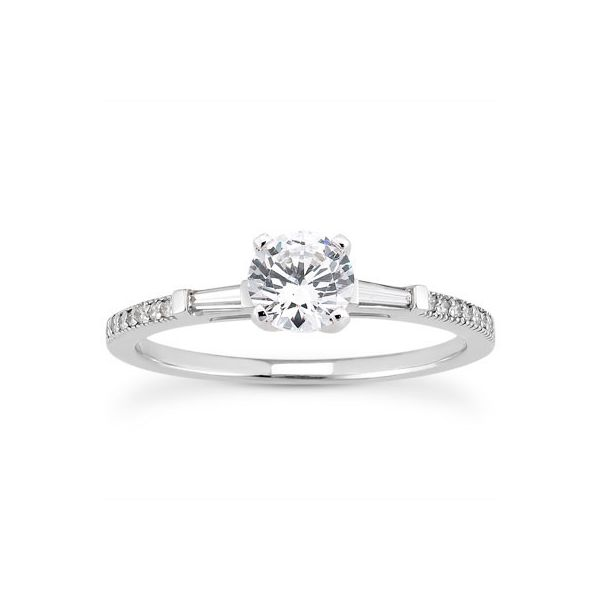 Round and Baguette Diamond Engagement Ring The Ring Austin Round Rock, TX