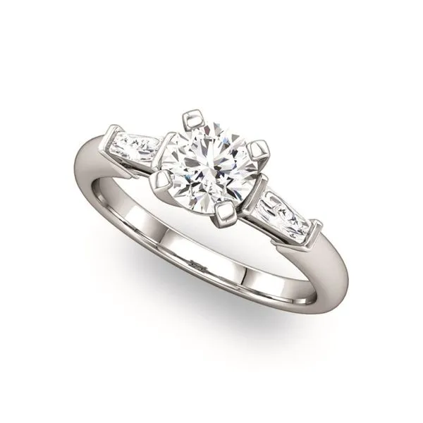 Baguette Sides Diamond Engagement Ring The Ring Austin Round Rock, TX