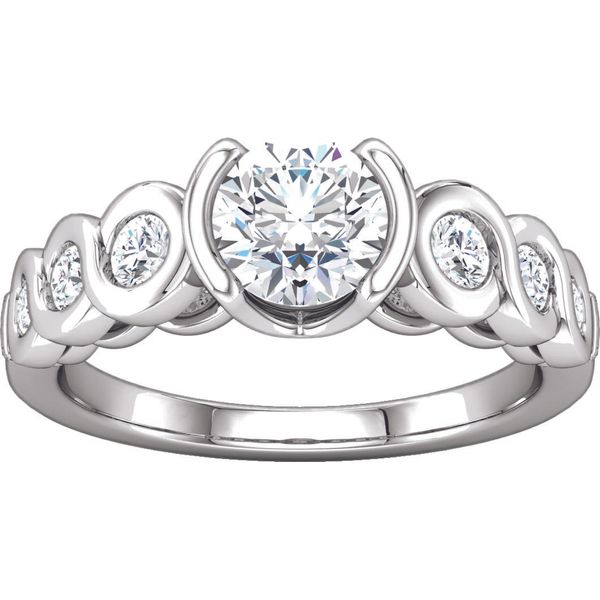 Half Bezel Center Diamond Engagement Ring Image 2 The Ring Austin Round Rock, TX