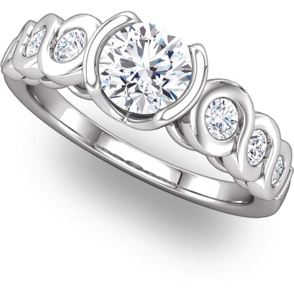 Half Bezel Center Diamond Engagement Ring The Ring Austin Round Rock, TX