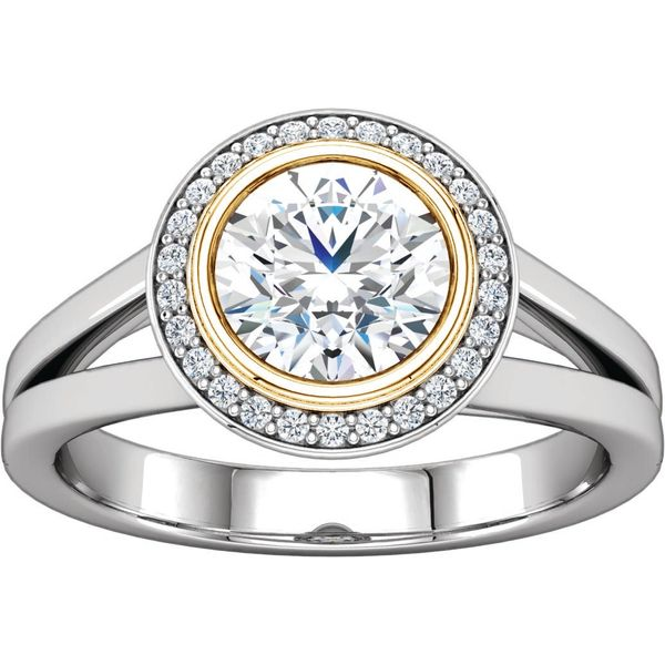 Two Tone Split Shank Bezel Diamond Engagement Ring Image 2 The Ring Austin Round Rock, TX