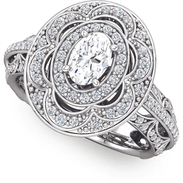 Antique Style Double Halo Engagement Ring The Ring Austin Round Rock, TX