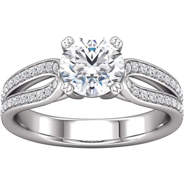 White Gold Split Shank Diamond Engagement Ring Image 2 The Ring Austin Round Rock, TX