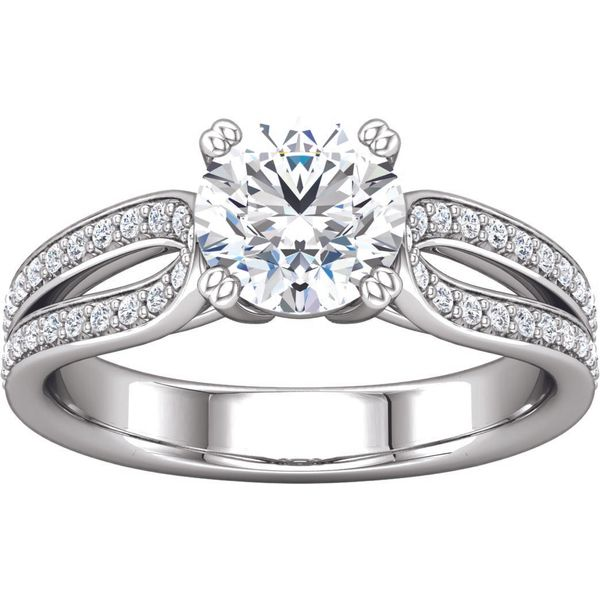 White Gold Split Shank Diamond Engagement Ring Image 2 The Ring Austin Round Rock, TX