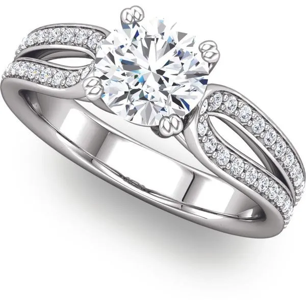 White Gold Split Shank Diamond Engagement Ring The Ring Austin Round Rock, TX