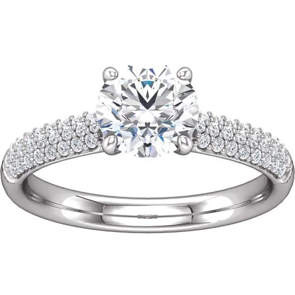 Three Row Pave Engagement Ring Image 2 The Ring Austin Round Rock, TX
