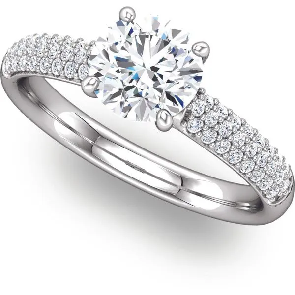 Three Row Pave Engagement Ring The Ring Austin Round Rock, TX