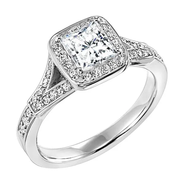 Square Halo Split Shank Engagement Ring The Ring Austin Round Rock, TX