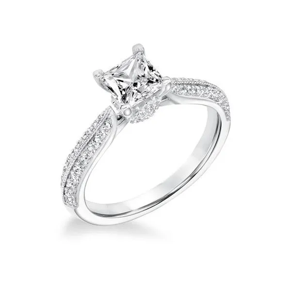Two Row Cathedral Fancy Crown Engagement Ring The Ring Austin Round Rock, TX