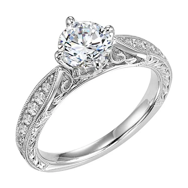 Milgrain and Engraved Engagement Ring The Ring Austin Round Rock, TX