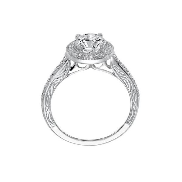 1/5CTW 14K WG Mined Diamond Halo With Mil Grain Engraved Engagement Ring Image 3 The Ring Austin Round Rock, TX