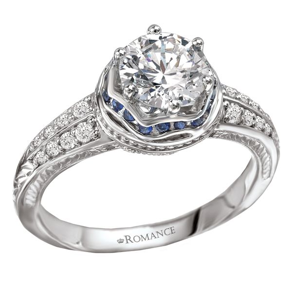 18K Diamond and Sapphire Engagement Ring The Ring Austin Round Rock, TX