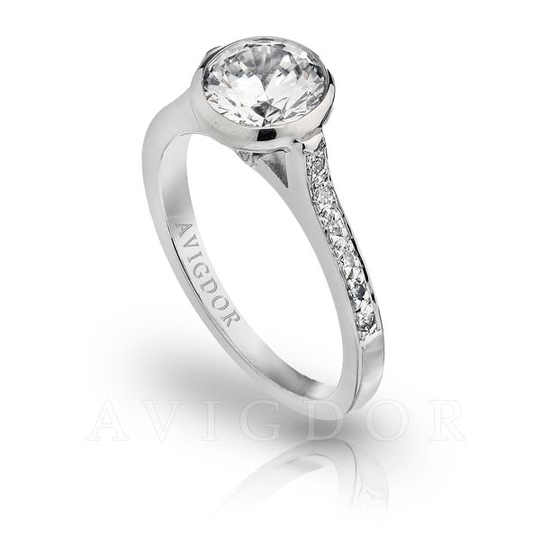 Bezel Set Pave Engagement Ring Image 2 The Ring Austin Round Rock, TX