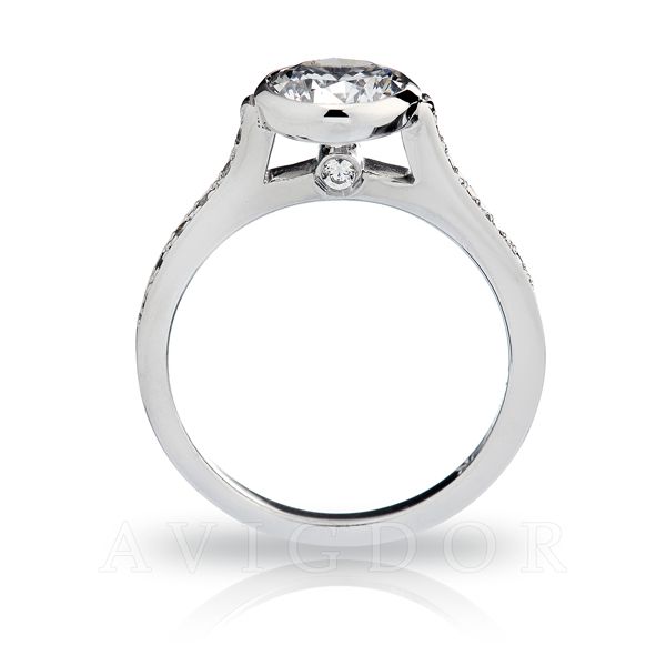 Bezel Set Pave Engagement Ring Image 3 The Ring Austin Round Rock, TX