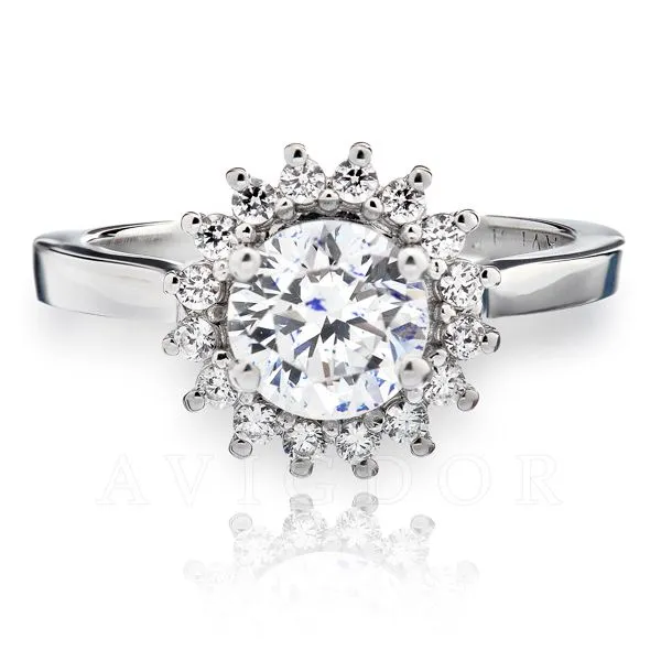 White Gold 1/5 ctw Halo Engagement Ring The Ring Austin Round Rock, TX