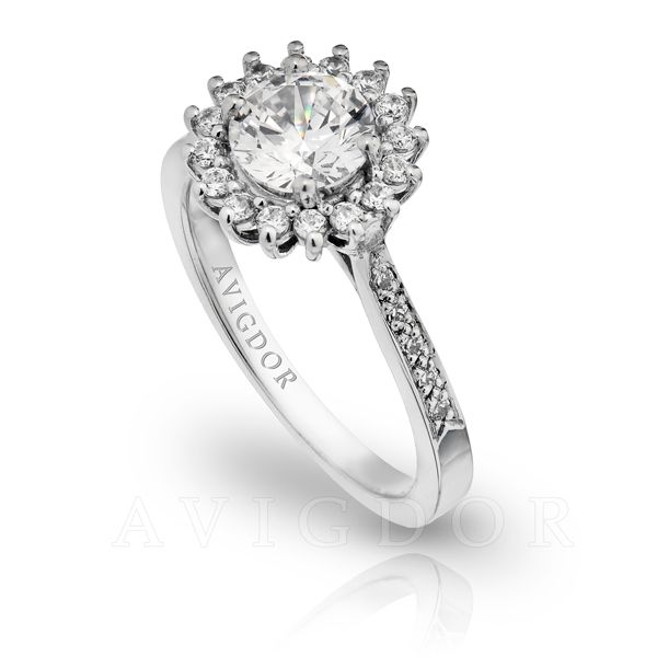 14k WG Matrunita Pave Halo Engagement Ring Image 2 The Ring Austin Round Rock, TX