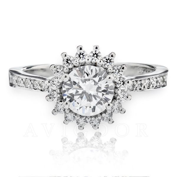 14k WG Matrunita Pave Halo Engagement Ring The Ring Austin Round Rock, TX