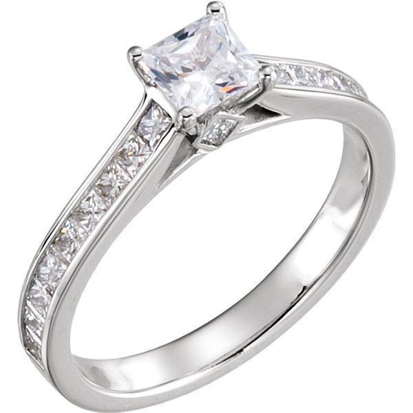 14kt White Gold Engagement Ring with Channel Set Sides and Peek-a-Boo Diamond The Ring Austin Round Rock, TX