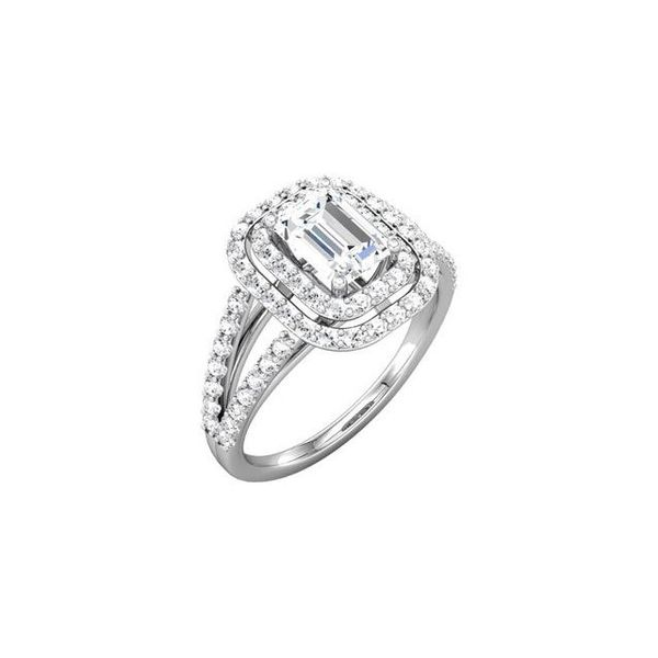 14k WG Emerald Split Shank Diamond Engagement Ring The Ring Austin Round Rock, TX