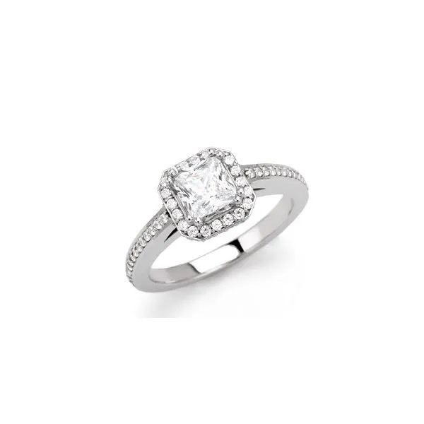 1/4CTW 14K WG Diamond Halo Double Prong Engagement Ring The Ring Austin Round Rock, TX