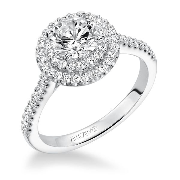 White Gold Double Halo Engagement Ring The Ring Austin Round Rock, TX