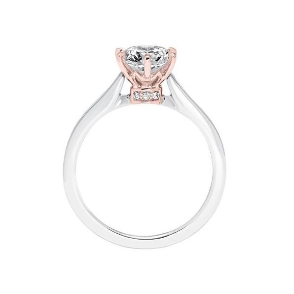 White Gold Engagement Ring with Rose Gold Fancy Crown Image 3 The Ring Austin Round Rock, TX