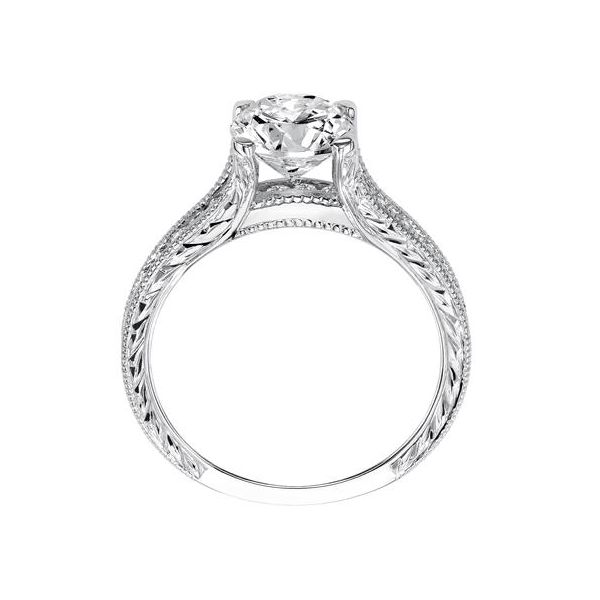 White Gold Engraved Engagement Ring Image 3 The Ring Austin Round Rock, TX