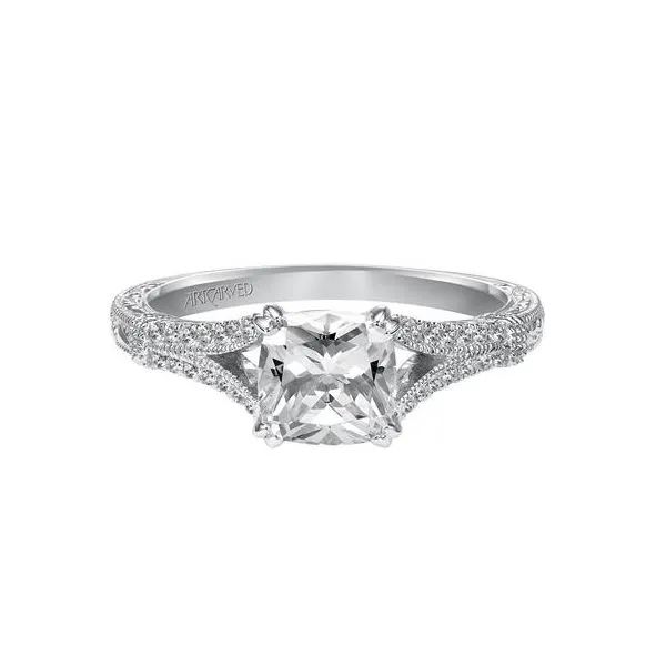 Engraved Split Shank Engagement Ring Image 2 The Ring Austin Round Rock, TX