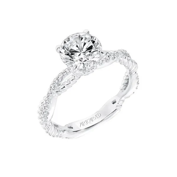 White Gold Braided Rope and Diamond Shank Engagement Ring The Ring Austin Round Rock, TX
