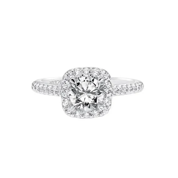 White Gold Engagement Ring with Squared Halo Image 2 The Ring Austin Round Rock, TX