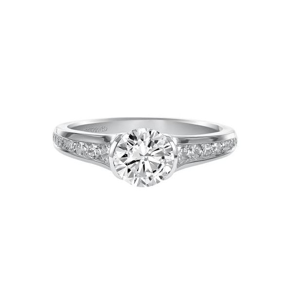 Channel Set Half Bezel White Gold Engagement Ring Image 2 The Ring Austin Round Rock, TX