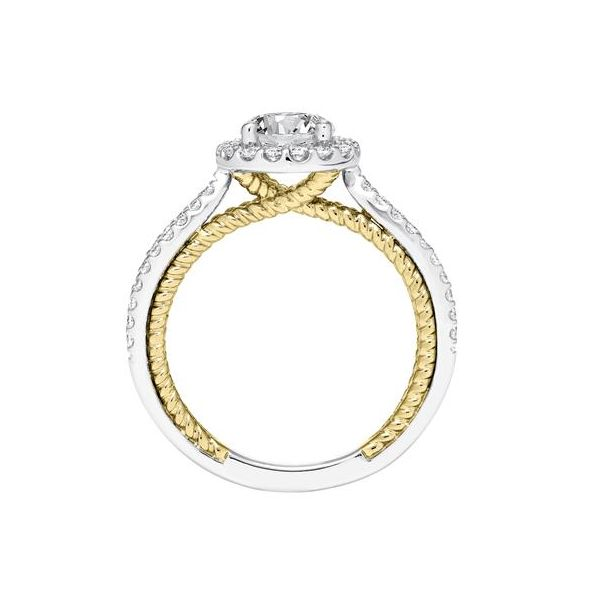 Contemporary Diamond Halo Ring with Two Tone Rope Detail and Split Shank Image 3 The Ring Austin Round Rock, TX