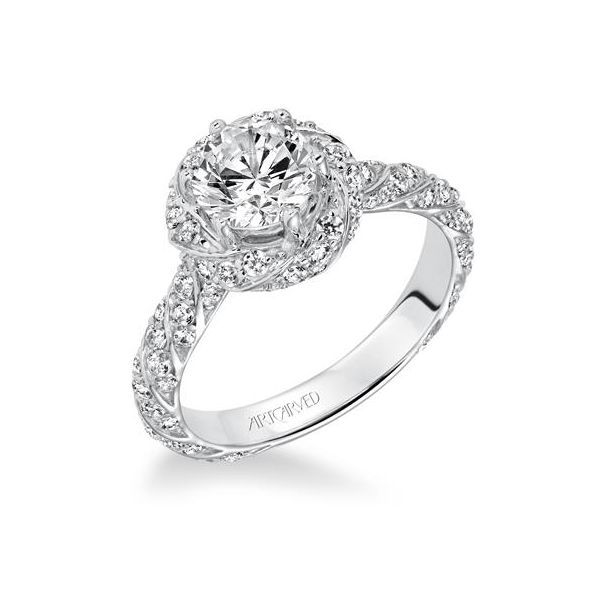 White Gold Twisted Halo Engagement Ring The Ring Austin Round Rock, TX