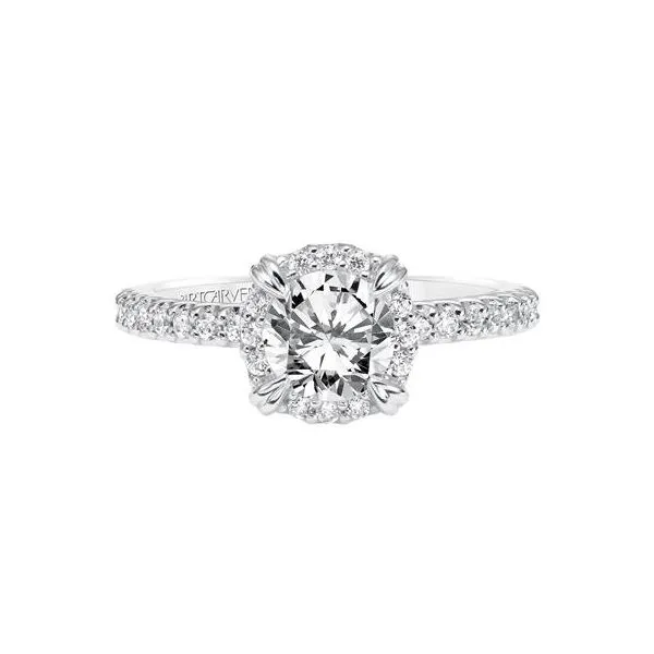 White Gold Halo Engagement Ring Image 2 The Ring Austin Round Rock, TX