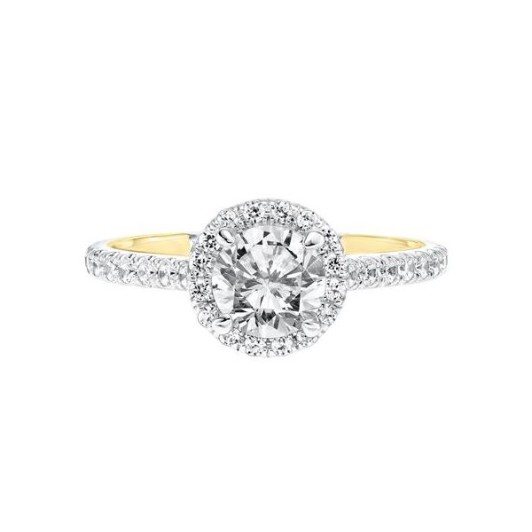 Contemporary White and Yellow Gold Diamond Halo Engagement Ring Image 2 The Ring Austin Round Rock, TX