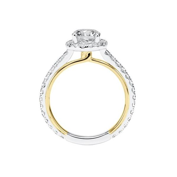 Contemporary White and Yellow Gold Diamond Halo Engagement Ring Image 3 The Ring Austin Round Rock, TX