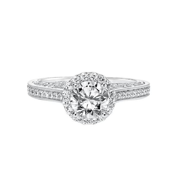 Vintage Diamond Halo Engagement Ring Image 2 The Ring Austin Round Rock, TX