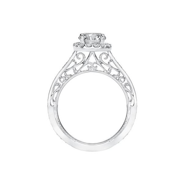 Vintage Diamond Halo Engagement Ring Image 3 The Ring Austin Round Rock, TX