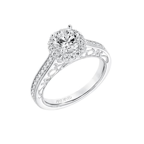 Vintage Diamond Halo Engagement Ring The Ring Austin Round Rock, TX
