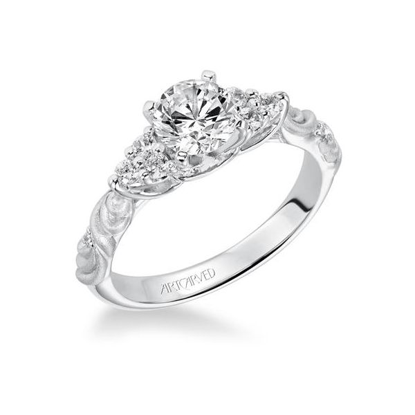 Cluster Sides Satin Finish Engagement Ring The Ring Austin Round Rock, TX