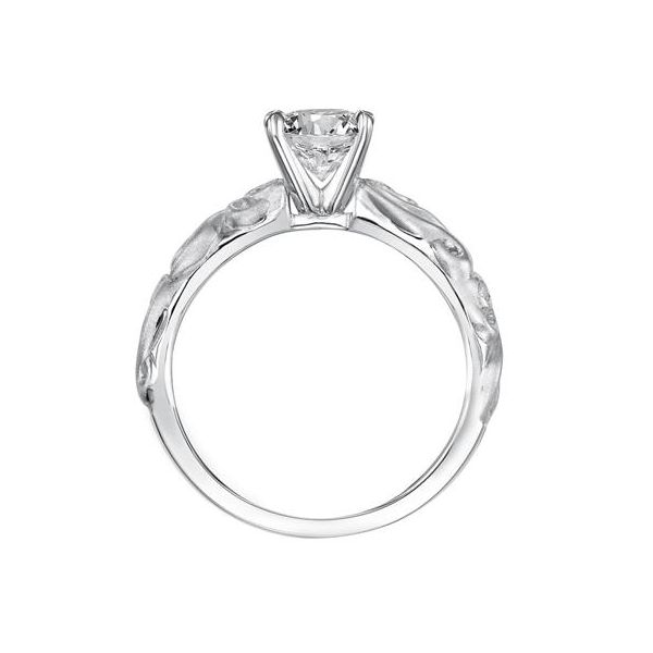 Carved Satin White Gold Engagement Ring Image 3 The Ring Austin Round Rock, TX
