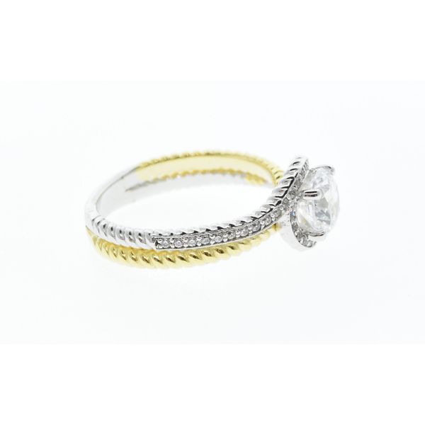 White Gold Engagement Ring With Yellow Gold Rope Detail The Ring