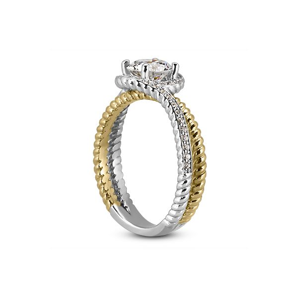 White Gold Engagement Ring with Yellow Gold Rope Detail Image 4 The Ring Austin Round Rock, TX