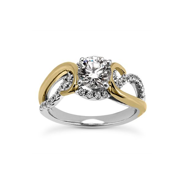 White and Yellow Gold Contemporary Engagement Ring The Ring Austin Round Rock, TX