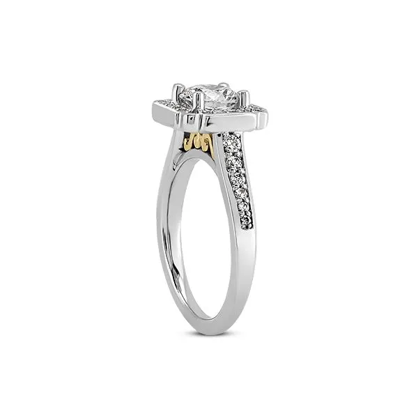 White Gold Square Halo Engagement Ring Image 2 The Ring Austin Round Rock, TX
